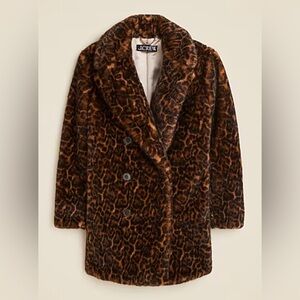Like New Fab J CREW Faux Fur Leopard Coat XXS
